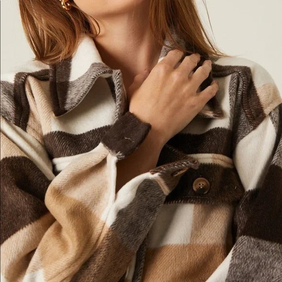 Jodifl Western Style Plaid Shirt Jacket Shacket NEW! - Picture 3 of 15